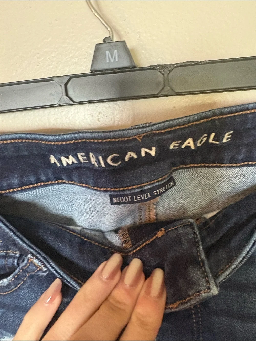American Eagle Outfitters Dark Blue Ripped Denim Cutoff Shorts